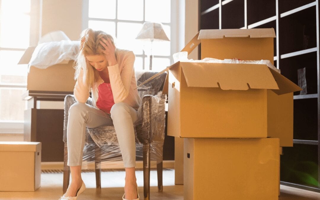 women stressed of move and in need of professional organizer