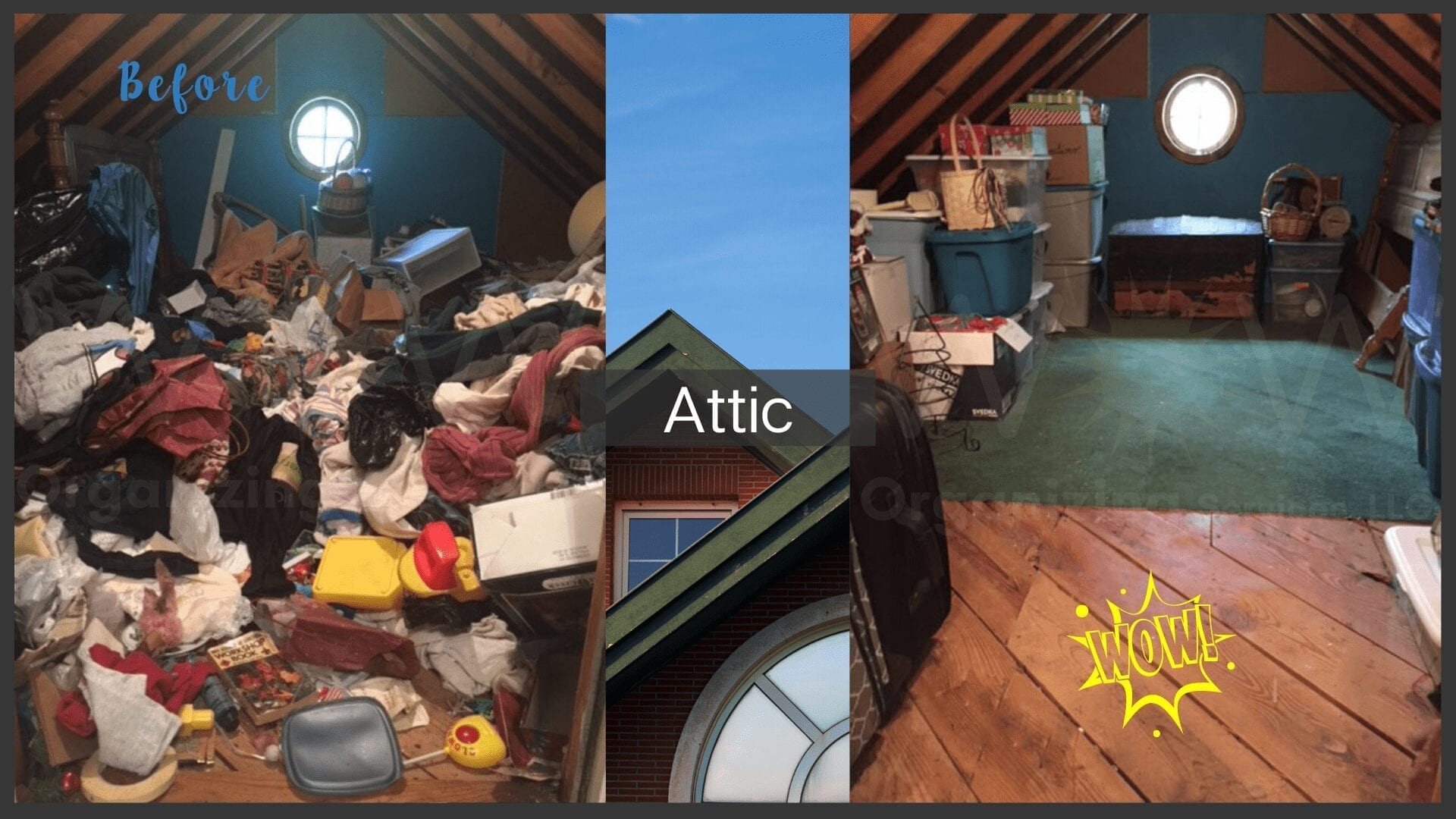 attic de-cluttered and organized