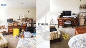 bedroom decluttered and organized