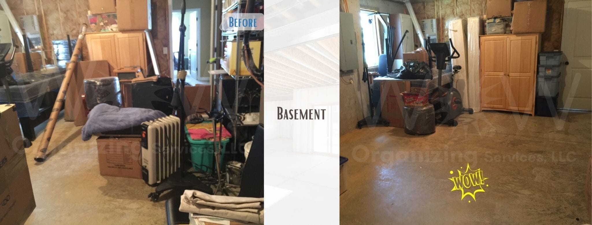 basement decluttered and organized