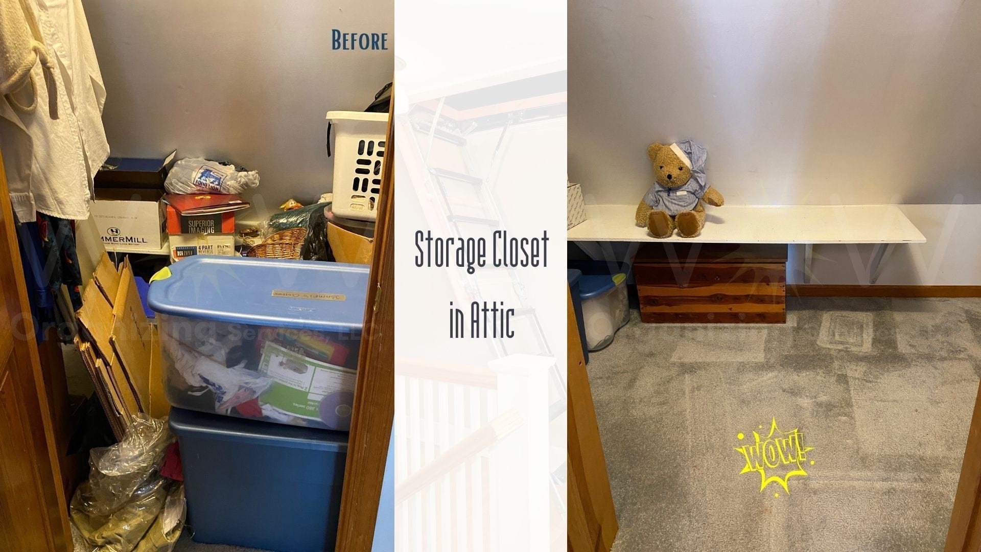storage closet decluttered and oganized