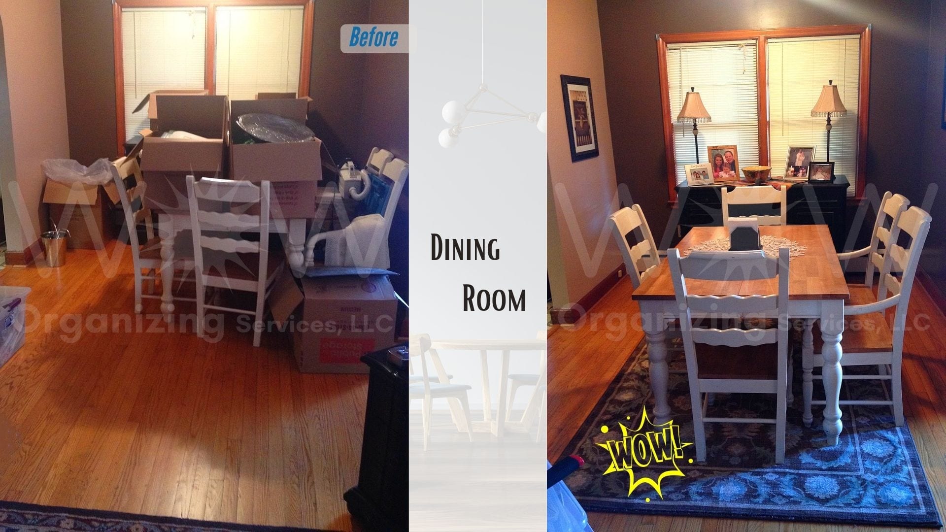 Dining room before and after organization