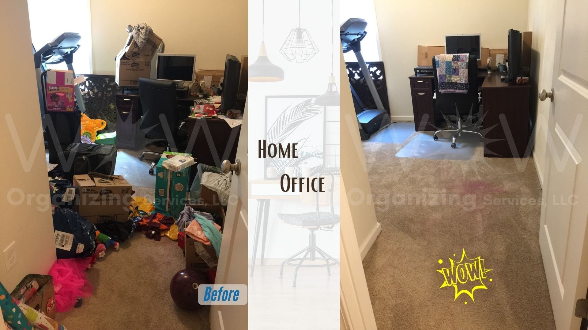 home office decluttered and organized