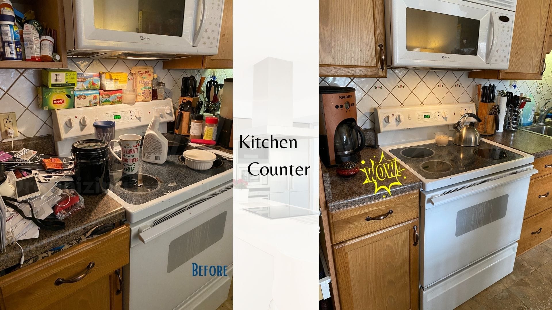 kitchen decluttered and organized