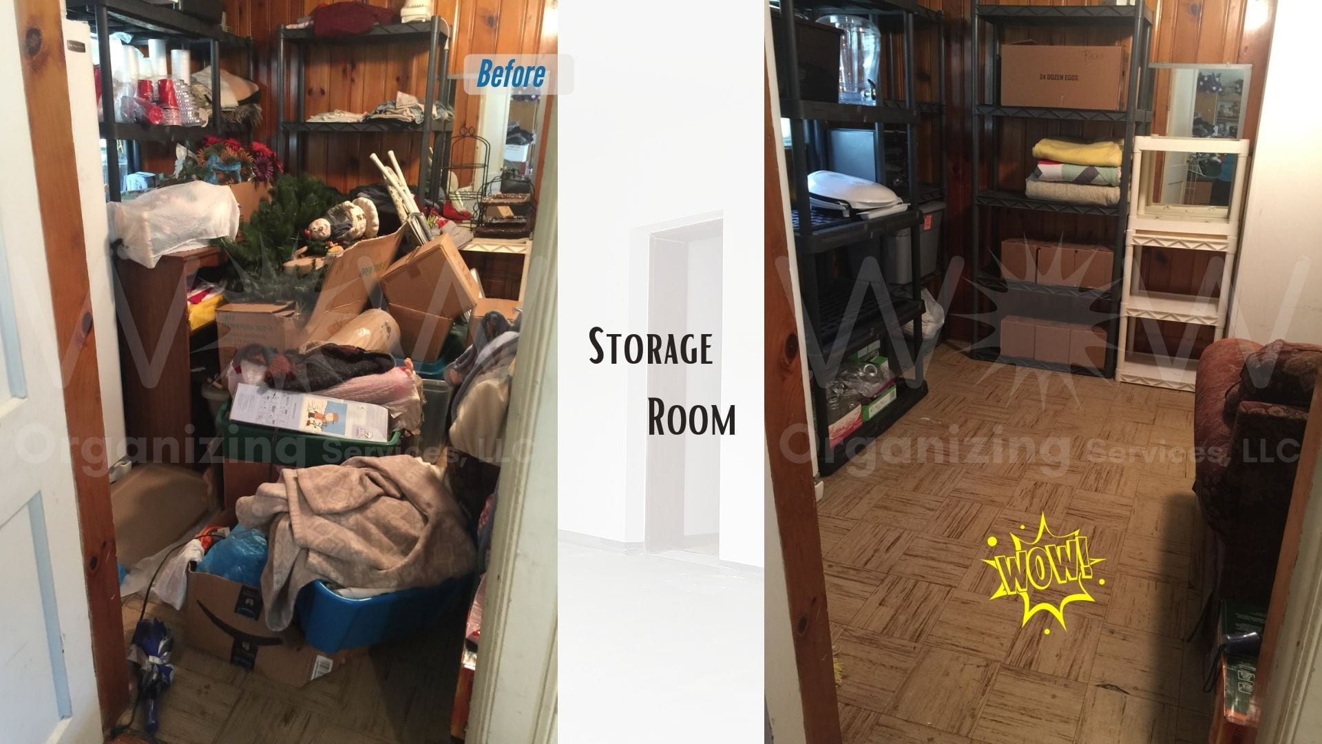 Storage room before and after professional organization