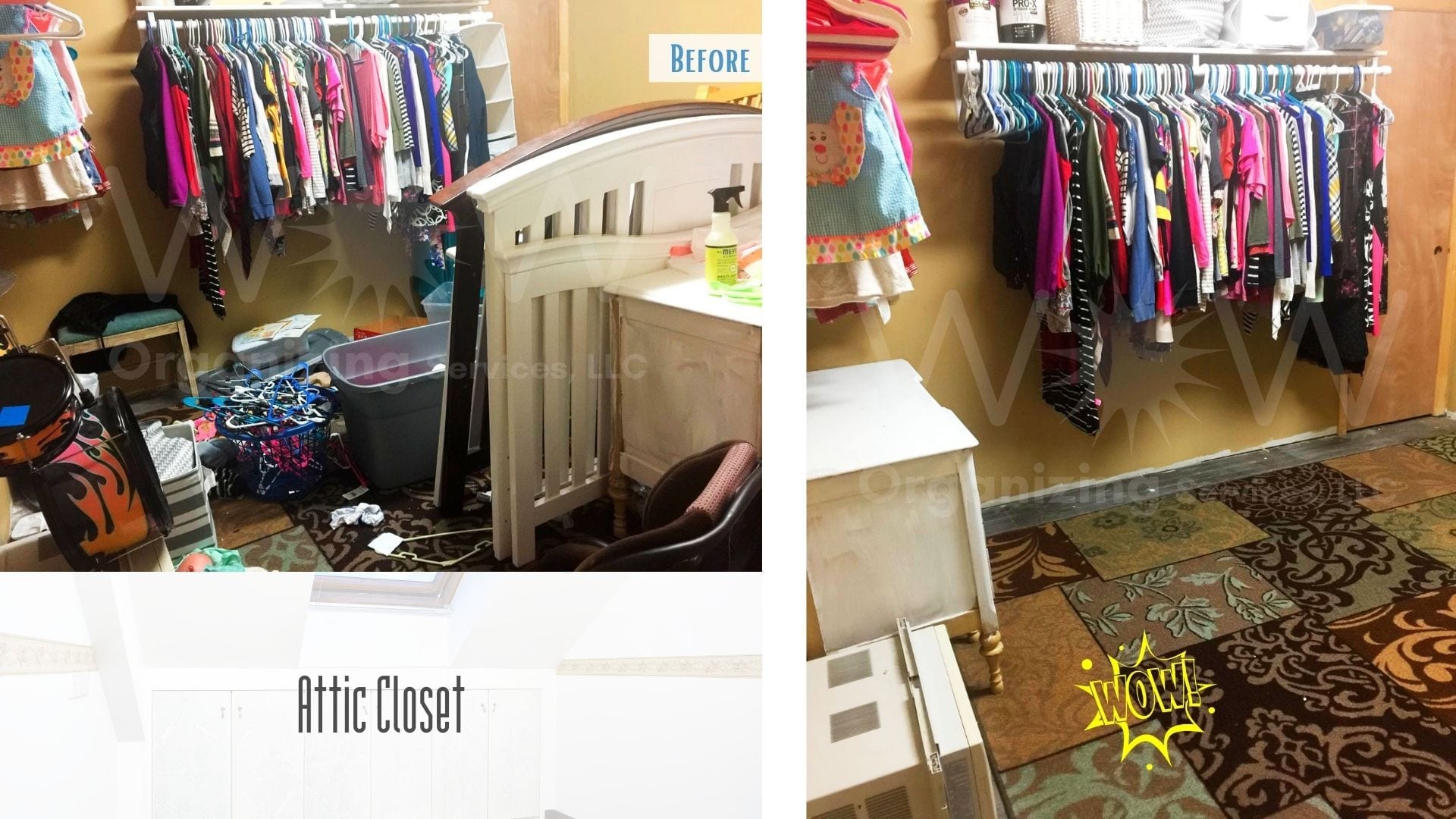 attic closet decluttered and organized