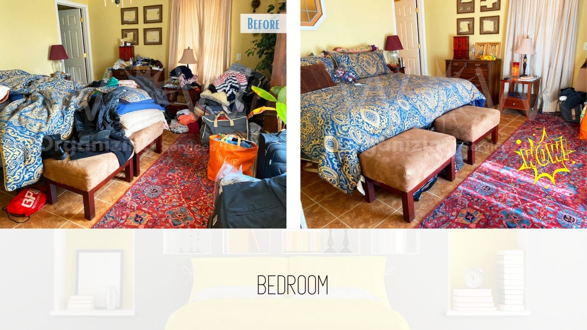 bedroom decluttered and organized