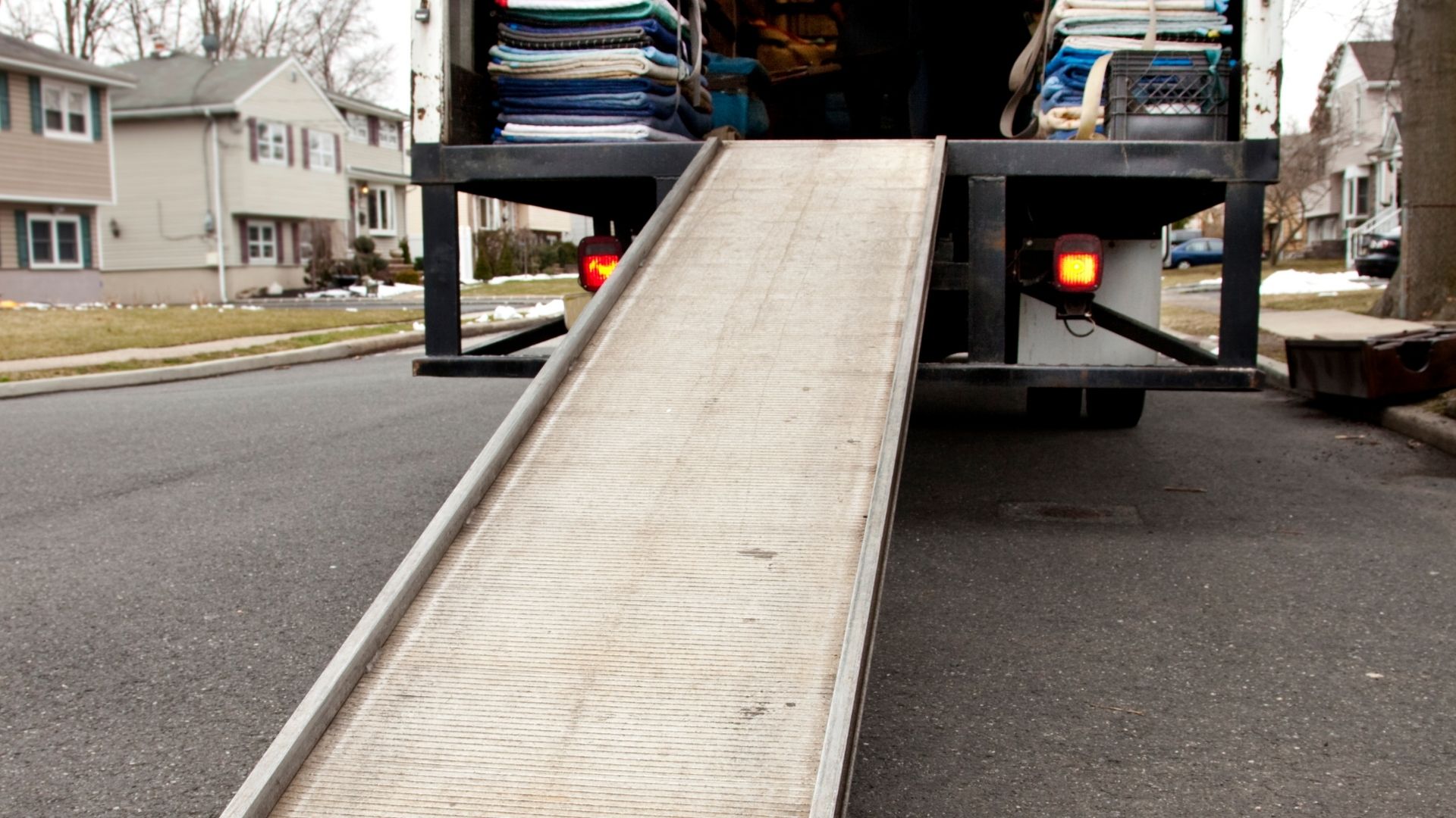 moving truck with loading ramp
