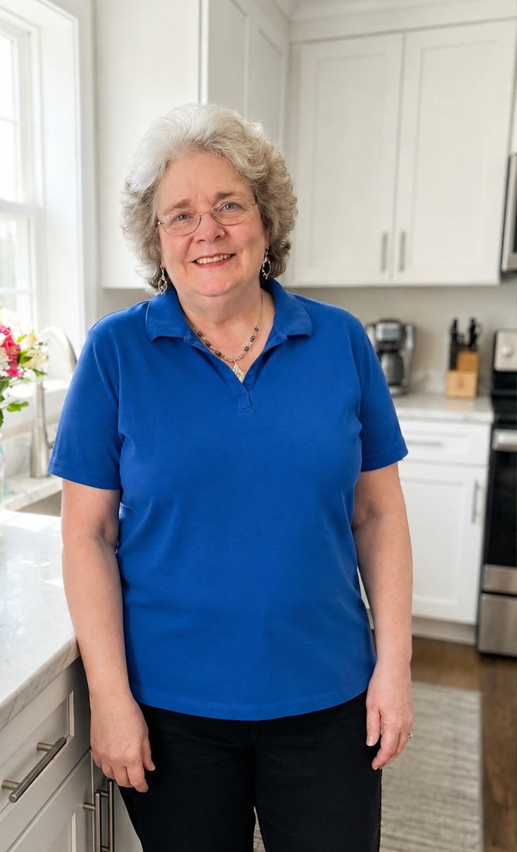 kitchen ann Ann Custer, professional organizer with WOW Organizing, in a bright kitchen
