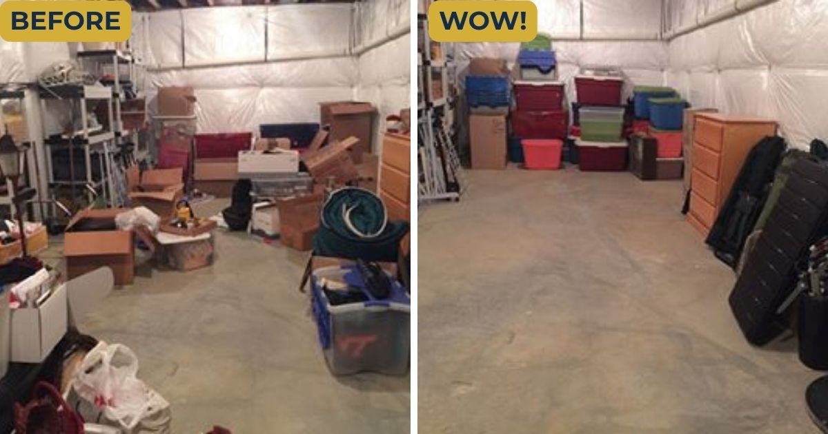 storage Before-and-after view of an organized storage space