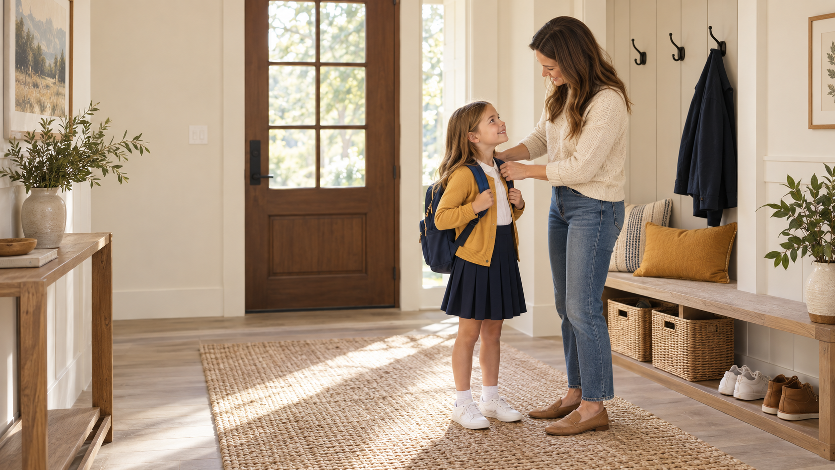 Busy family enjoying a calmer organized home